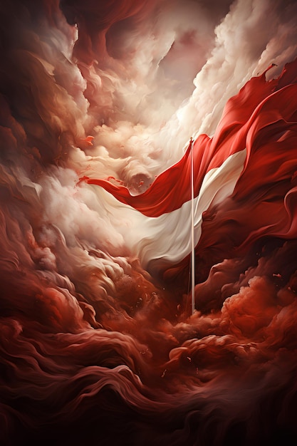 Photo indonesia independence day indonesian flag fluttering with passion