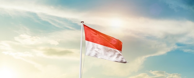 Indonesia national flag waving in the sky