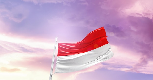 Indonesia national flag waving in the sky