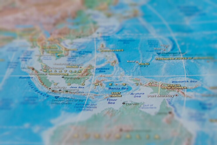 Photo 紙の地図上のインドネシア