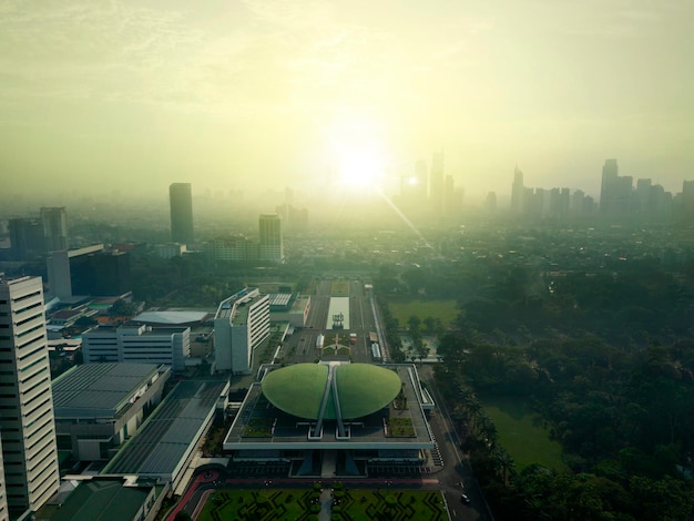 Indonesia Parliament building at sunrise