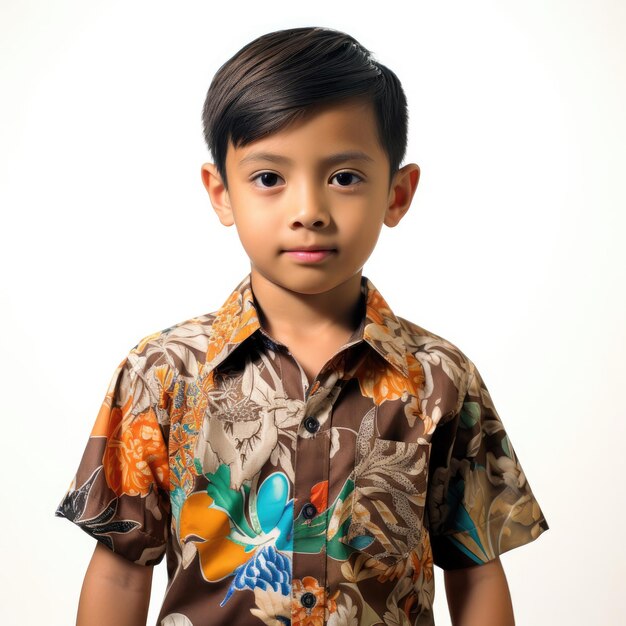 Indonesian 8YearOld in Batik Shirt