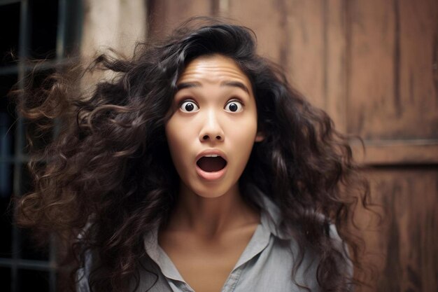 Foto un'adolescente indonesiana con i capelli ondulati