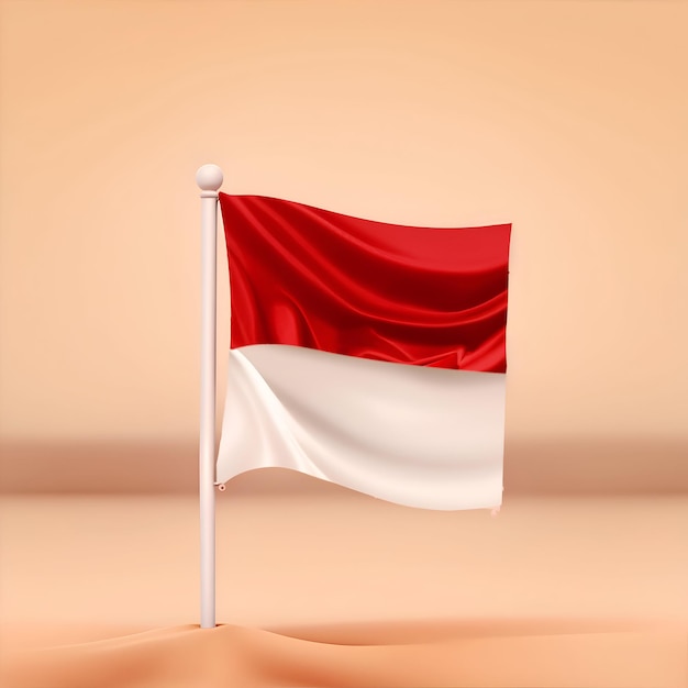 The indonesian flag is waving in desert