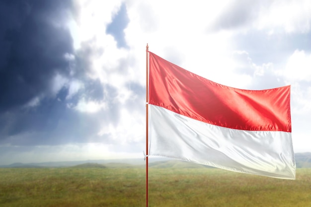 Indonesian flag on the pole waving