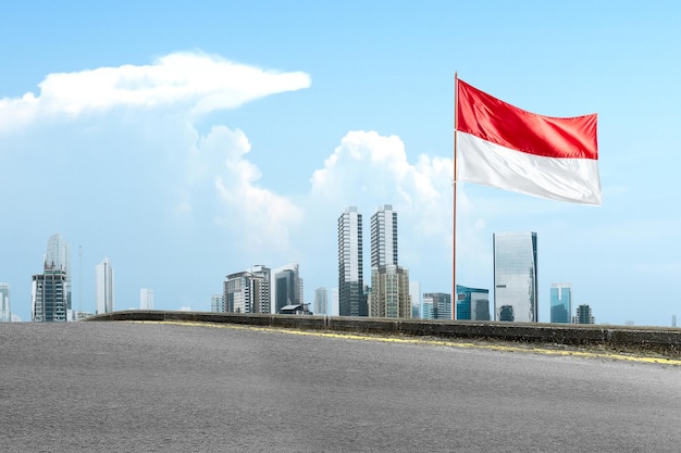 Indonesian flag on the pole waving