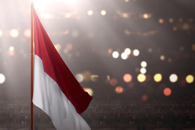 ポールを振っているインドネシアの旗