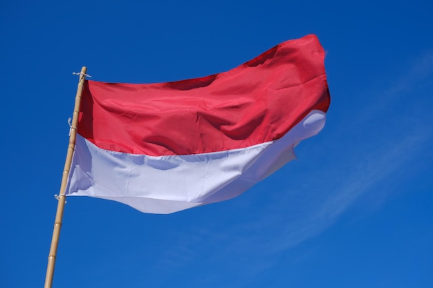 Indonesian flag waving in the sky