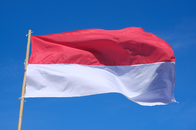 Indonesian flag waving in the sky