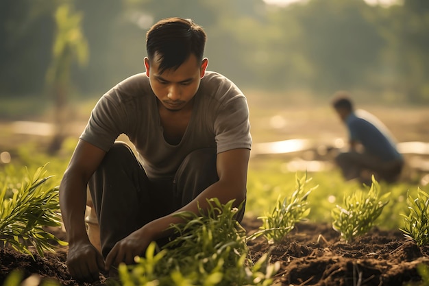 Indonesian man work in agriculture