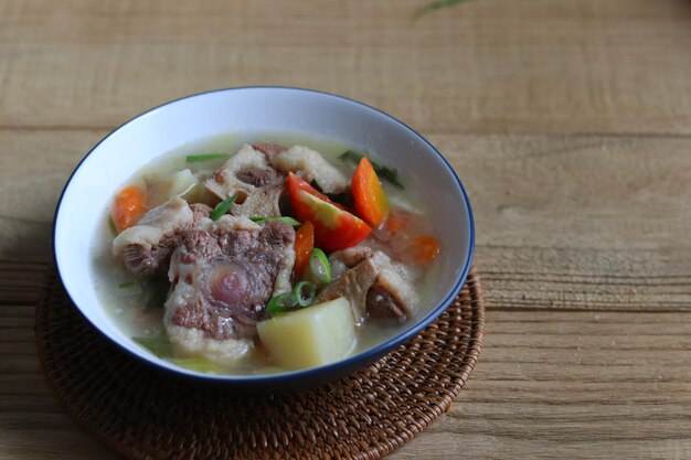 Indonesian Oxtail Soup or Sop Buntut made from beef tail