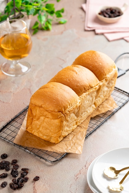 Indonesian Raisin bread plate on tray