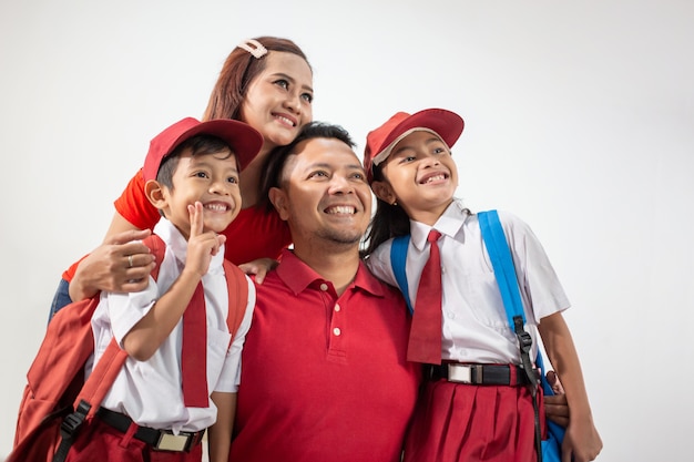 Indonesian student wearing uniform smiling to camera