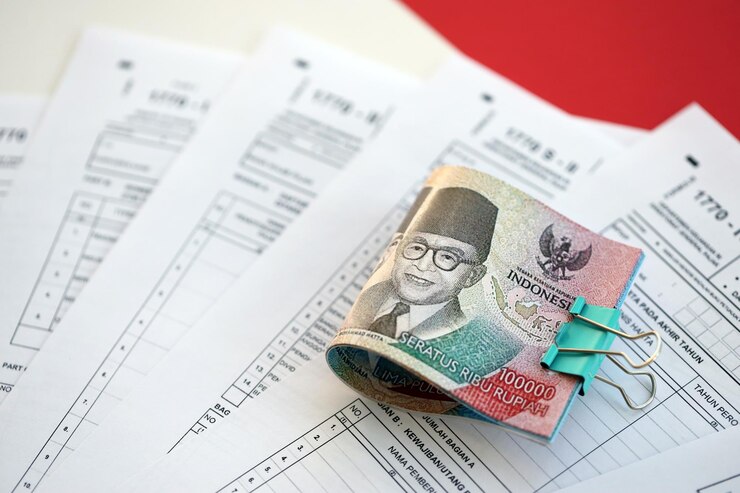 Photo indonesian tax forms 1770 individual income tax return and money on table