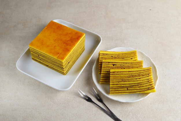 Indonesian Thousand Layer Roll Cake or lapis legit. This Cake Served on Chinese new Year