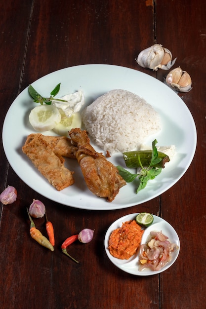 Indonesian traditional food lalapan ayam