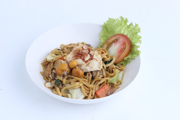 Indonesian Traditional Street Food Fried Noodle Bakmie Jawa isolated