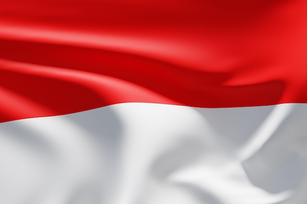 写真 インドネシアの旗を振る背景