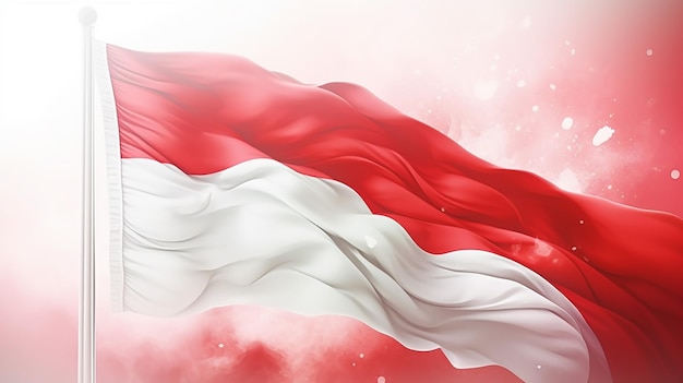 Indonesië onafhankelijkheidsdag banner met rode en witte vlag