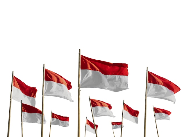 Indonesië vlaggen geïsoleerd dan wit