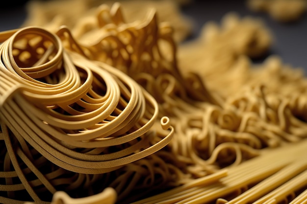 Indonesische gedroogde noedels voor ramen pasta udon en spaghetti close-up