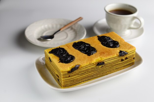 Indonesische Thousand Layer Roll Cake of lapis legit Deze cake geserveerd op Chinees nieuwjaar Imlek