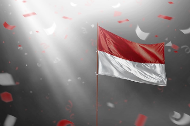 Indonesische vlag op de paal zwaait