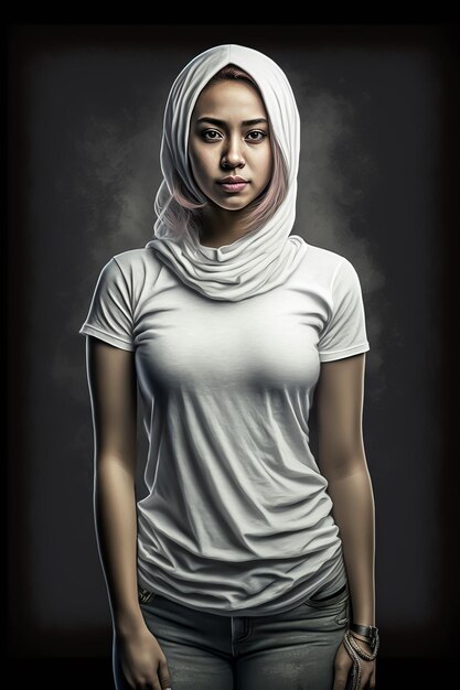 Foto indonesische vrouw met t-shirt