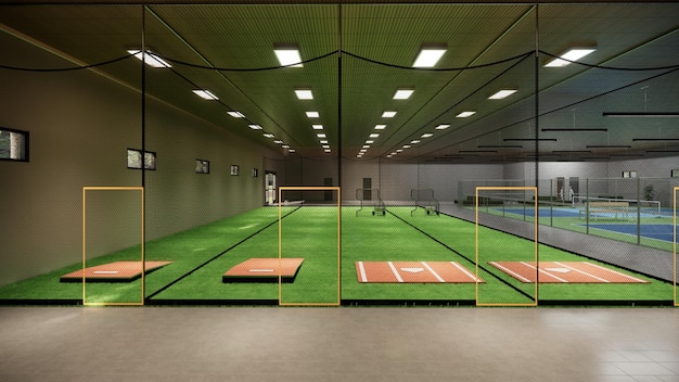 Indoor Baseball and Softball Batting Cages rendering illustration