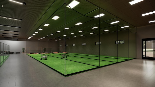 Indoor batting cages voor honkbal softbal 3d rendering illustratie