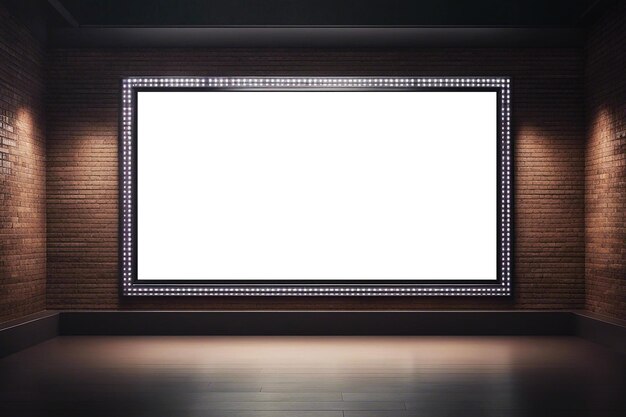 Photo indoor blank advertising billboard mockup