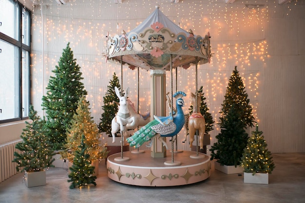 Indoor carousel with animals