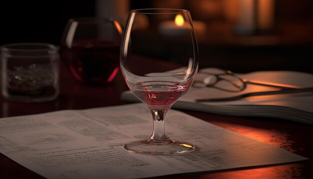 인공 지능이 생성한 와인 위스키와 맛있는 음식으로 럭셔리 라이프스타일을 실내에서 축하합니다.