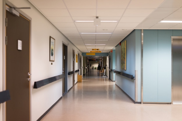 Indoor corridor of modern hospital