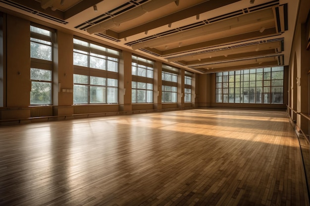 Indoor empty ballet hall class room with no people