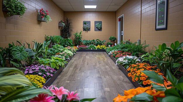 Photo an indoor farm setup in a hospital wallpaper