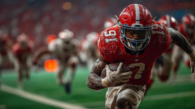 Photo an indoor football game with a team executing background