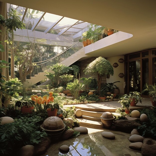 Indoor garden in modern mega mansion horticulture