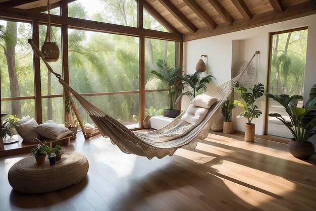 Indoor hammock ontspanningsplek