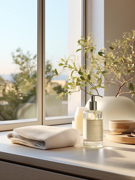 Indoor Home Tabletop Featuring a Beauty Product in Light Tones