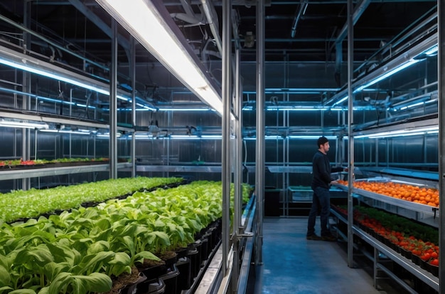 Photo indoor hydroponic farming facility