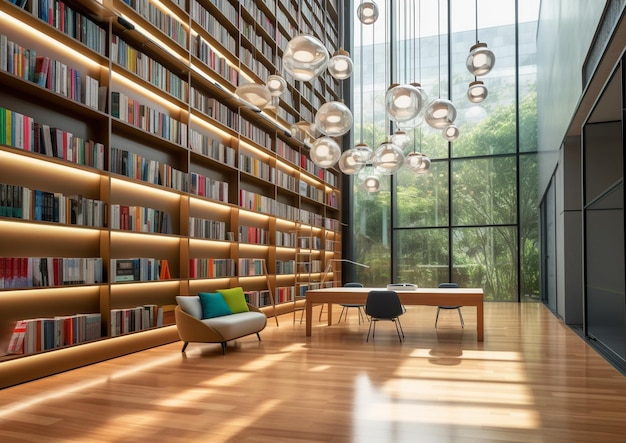 Indoor or interior modern library with Generative AI