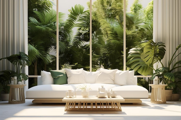Indoor Jungle in een moderne woonruimte Minimaal interieurontwerp