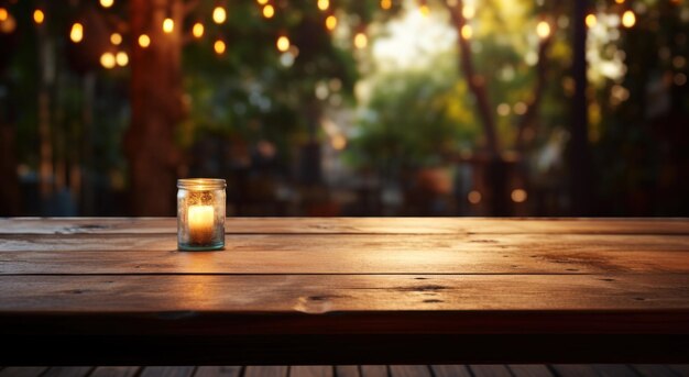 indoor outdoor wood table with lights