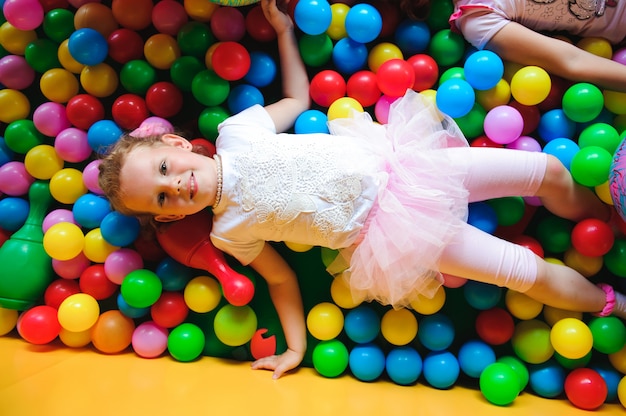 Indoor playground with colorful plastic balls for children