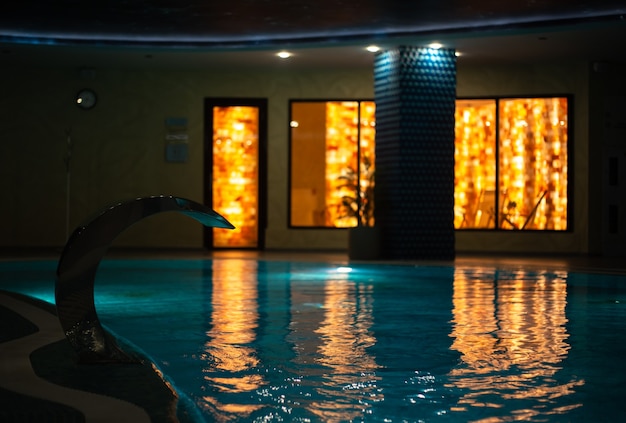 Indoor pool in the spa relax dim light