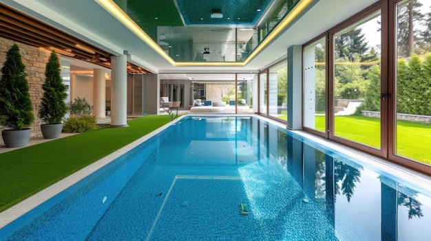 Indoor Pool with Garden View