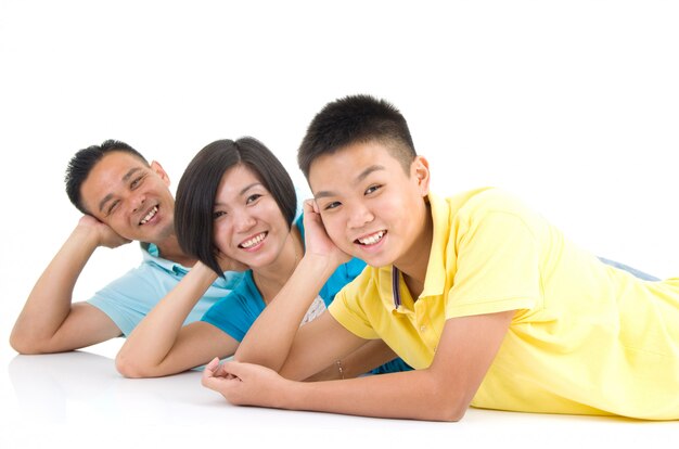 Indoor portrait of beautiful asian family