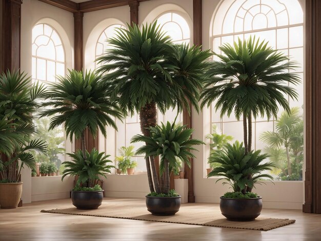 Indoor pot fan palm trees as classic houseplants