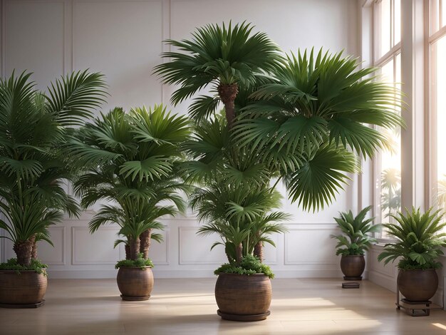 Indoor pot fan palm trees as classic houseplants